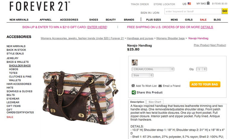 Illustration for article titled Forever 21 Didn't Get The Navajo Memo